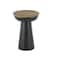 21" Black Metal Pedestal Accent Table with Brown Wood Tabletop